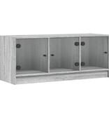 VidaXL Tv-meubel met glazen deuren 102x37x42 cm grijs sonoma eiken