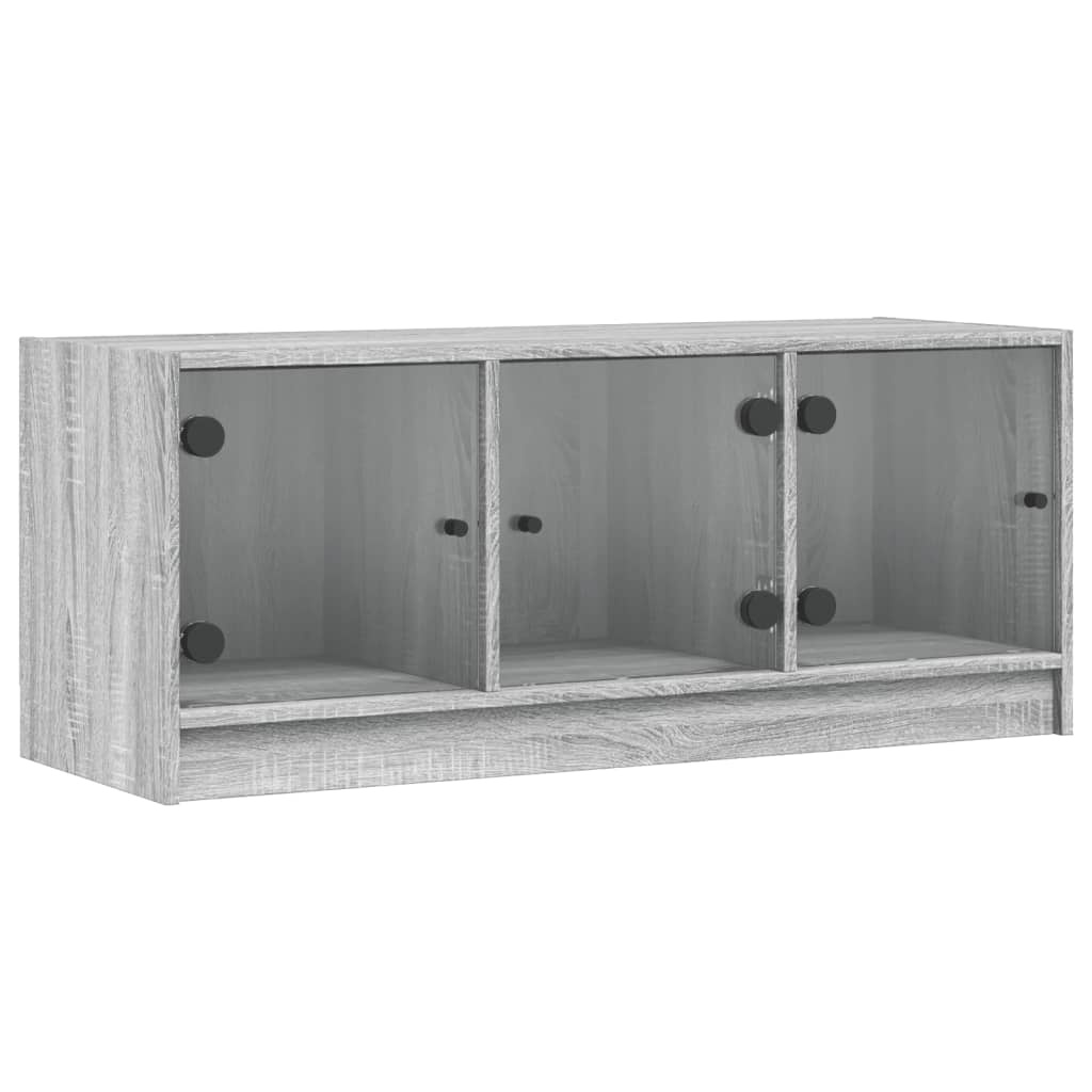 VidaXL Tv-meubel met glazen deuren 102x37x42 cm grijs sonoma eiken