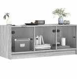 VidaXL Tv-meubel met glazen deuren 102x37x42 cm grijs sonoma eiken