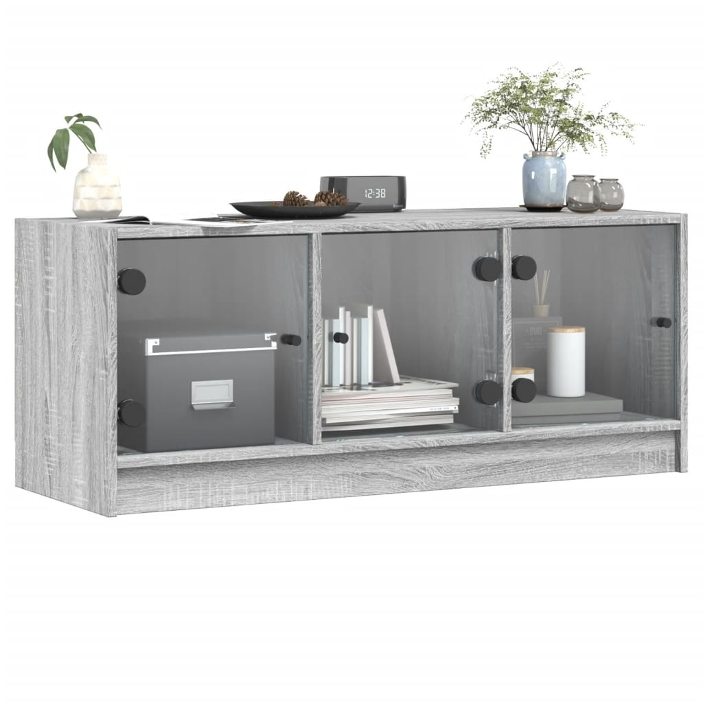 VidaXL Tv-meubel met glazen deuren 102x37x42 cm grijs sonoma eiken