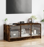 VidaXL Tv-meubel met glazen deuren 102x37x42 cm gerookt eikenkleurig