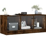 VidaXL Tv-meubel met glazen deuren 102x37x42 cm gerookt eikenkleurig