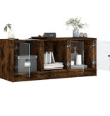 VidaXL Tv-meubel met glazen deuren 102x37x42 cm gerookt eikenkleurig