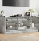 VidaXL Tv-meubel met glazen deuren 102x37x42 cm betongrijs