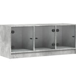 VidaXL Tv-meubel met glazen deuren 102x37x42 cm betongrijs