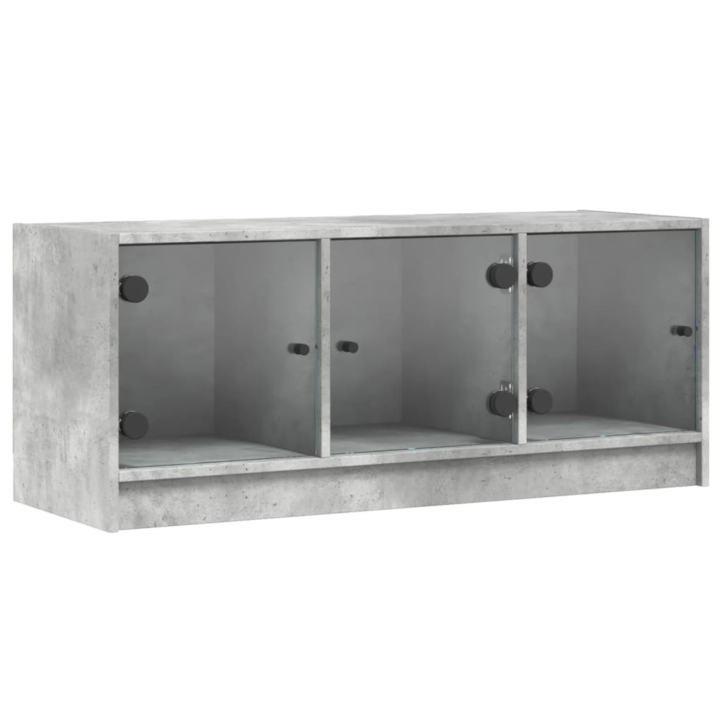 VidaXL Tv-meubel met glazen deuren 102x37x42 cm betongrijs