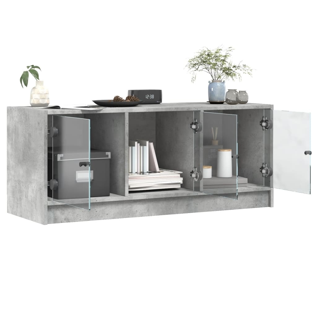 VidaXL Tv-meubel met glazen deuren 102x37x42 cm betongrijs