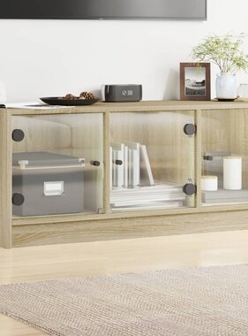 VidaXL Tv-meubel met glazen deuren 102x37x42 cm sonoma eikenkleurig