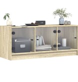 VidaXL Tv-meubel met glazen deuren 102x37x42 cm sonoma eikenkleurig