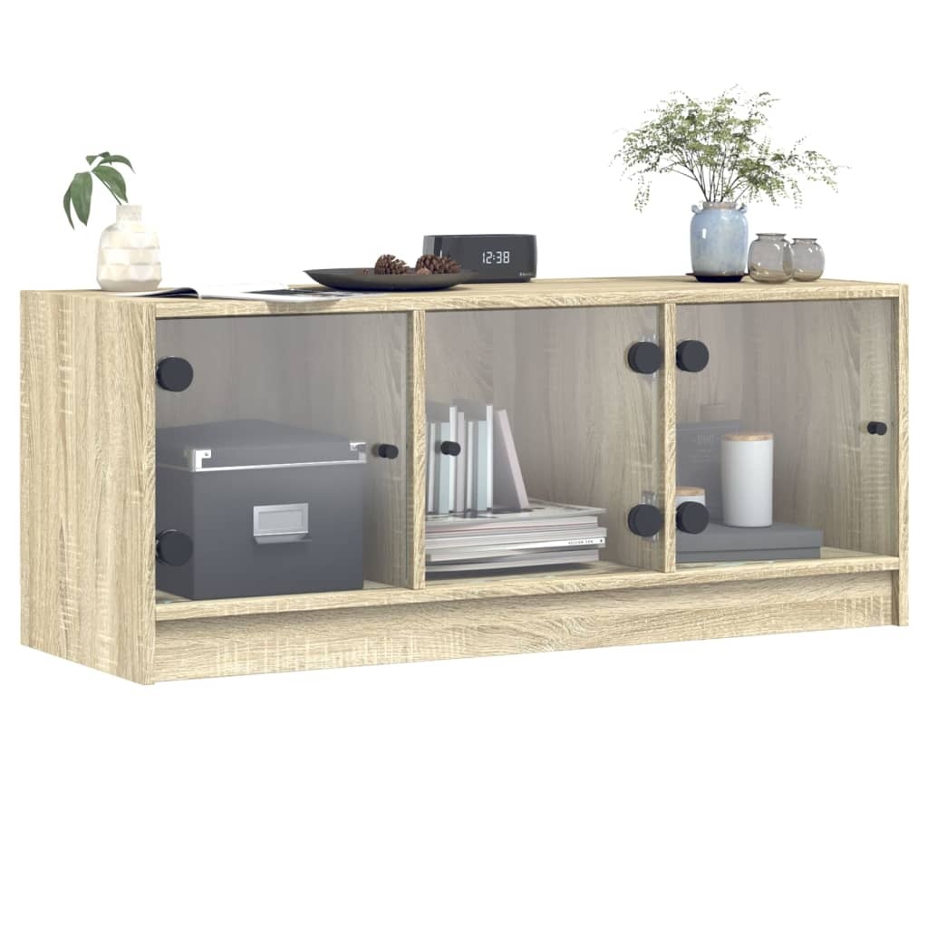 VidaXL Tv-meubel met glazen deuren 102x37x42 cm sonoma eikenkleurig