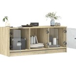 VidaXL Tv-meubel met glazen deuren 102x37x42 cm sonoma eikenkleurig