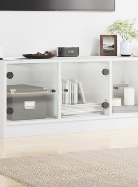 VidaXL Tv-meubel met glazen deuren 102x37x42 cm wit