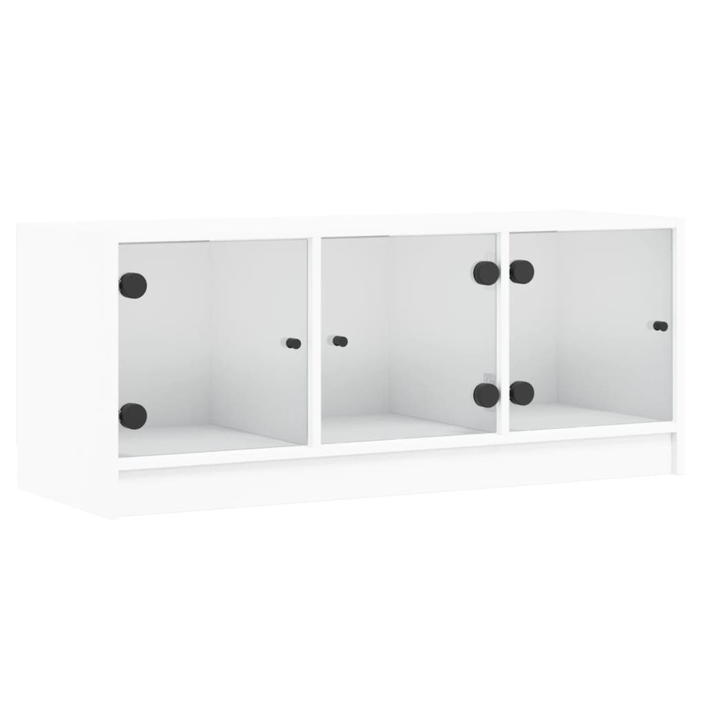VidaXL Tv-meubel met glazen deuren 102x37x42 cm wit