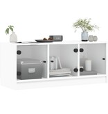 VidaXL Tv-meubel met glazen deuren 102x37x42 cm wit