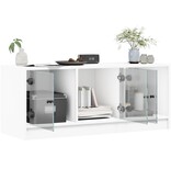 VidaXL Tv-meubel met glazen deuren 102x37x42 cm wit