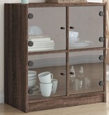 VidaXL Bijzetkast met glazen deuren 68x37x75,5 cm bruineikenkleurig