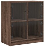 VidaXL Bijzetkast met glazen deuren 68x37x75,5 cm bruineikenkleurig