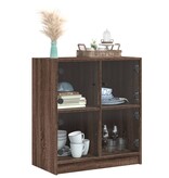 VidaXL Bijzetkast met glazen deuren 68x37x75,5 cm bruineikenkleurig