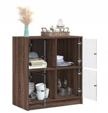 VidaXL Bijzetkast met glazen deuren 68x37x75,5 cm bruineikenkleurig
