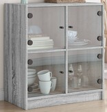 VidaXL Bijzetkast met glazen deuren 68x37x75,5 cm grijs sonoma eiken