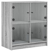 VidaXL Bijzetkast met glazen deuren 68x37x75,5 cm grijs sonoma eiken