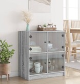 VidaXL Bijzetkast met glazen deuren 68x37x75,5 cm grijs sonoma eiken