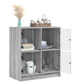 VidaXL Bijzetkast met glazen deuren 68x37x75,5 cm grijs sonoma eiken