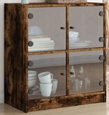VidaXL Bijzetkast met glazen deuren 68x37x75,5 cm gerookt eikenkleurig