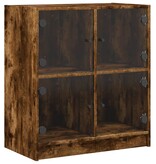 VidaXL Bijzetkast met glazen deuren 68x37x75,5 cm gerookt eikenkleurig
