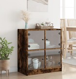 VidaXL Bijzetkast met glazen deuren 68x37x75,5 cm gerookt eikenkleurig