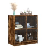 VidaXL Bijzetkast met glazen deuren 68x37x75,5 cm gerookt eikenkleurig