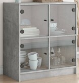 VidaXL Bijzetkast met glazen deuren 68x37x75,5 cm betongrijs