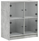 VidaXL Bijzetkast met glazen deuren 68x37x75,5 cm betongrijs