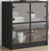 VidaXL Bijzetkast met glazen deuren 68x37x75,5 cm zwart