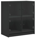 VidaXL Bijzetkast met glazen deuren 68x37x75,5 cm zwart