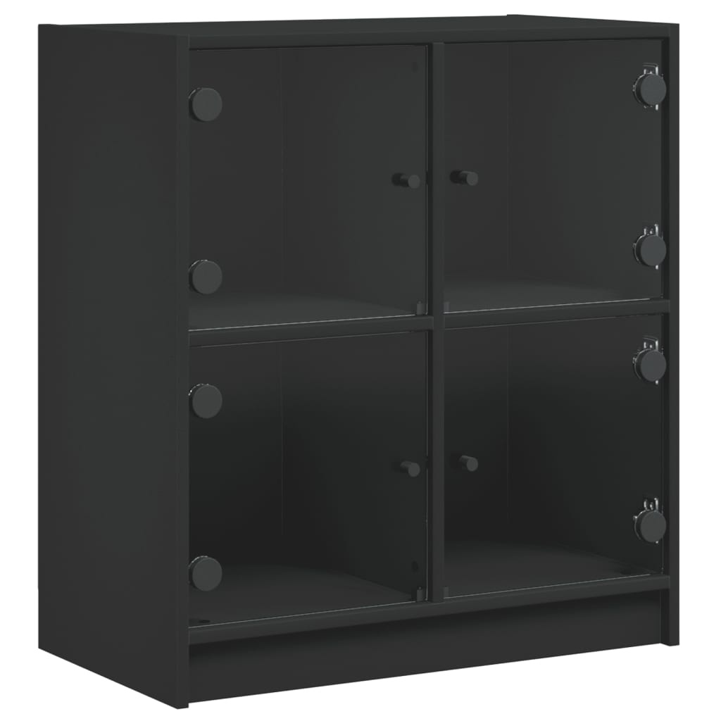 VidaXL Bijzetkast met glazen deuren 68x37x75,5 cm zwart