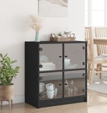 VidaXL Bijzetkast met glazen deuren 68x37x75,5 cm zwart