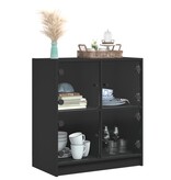 VidaXL Bijzetkast met glazen deuren 68x37x75,5 cm zwart