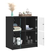 VidaXL Bijzetkast met glazen deuren 68x37x75,5 cm zwart