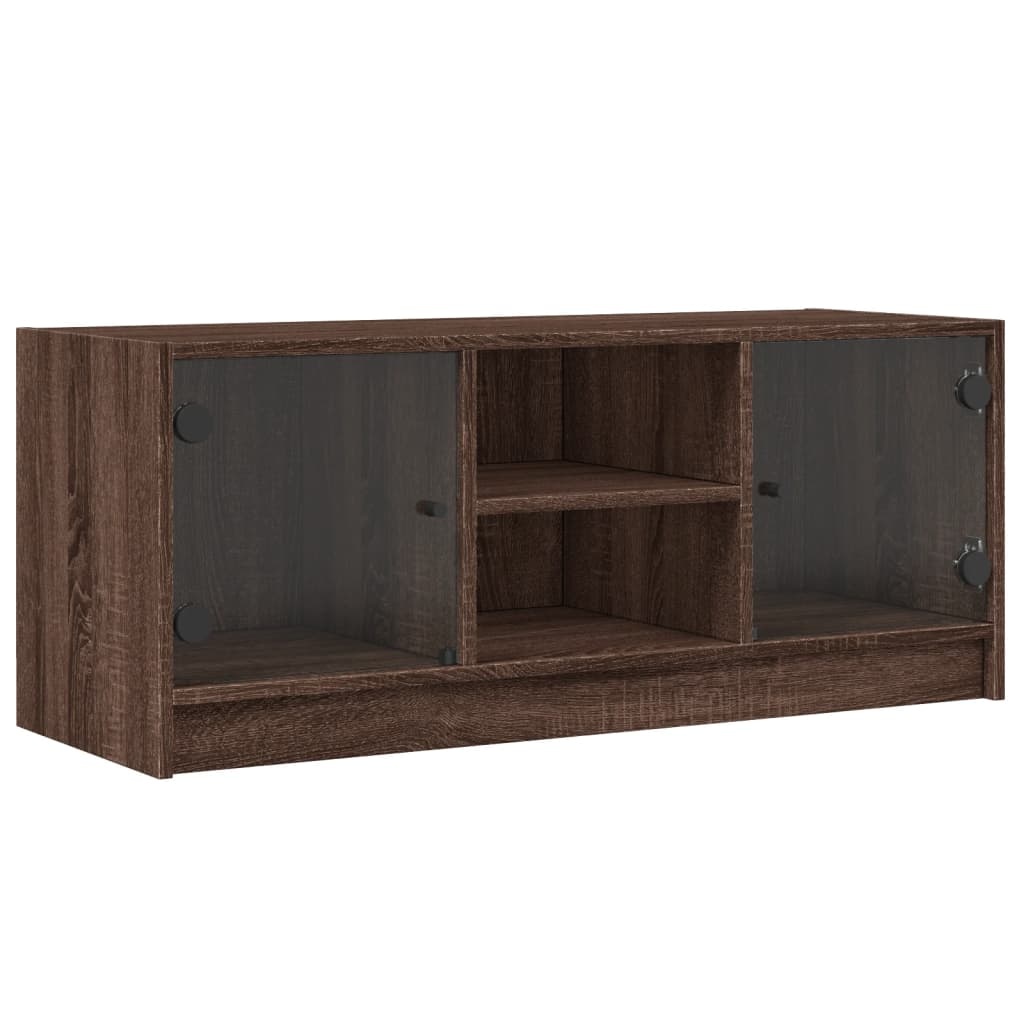 VidaXL Tv-meubel met glazen deuren 102x37x42 cm bruineikenkleurig