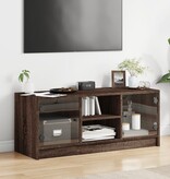 VidaXL Tv-meubel met glazen deuren 102x37x42 cm bruineikenkleurig