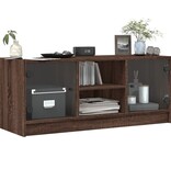 VidaXL Tv-meubel met glazen deuren 102x37x42 cm bruineikenkleurig