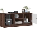 VidaXL Tv-meubel met glazen deuren 102x37x42 cm bruineikenkleurig