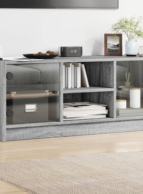 VidaXL Tv-meubel met glazen deuren 102x37x42 cm grijs sonoma eiken