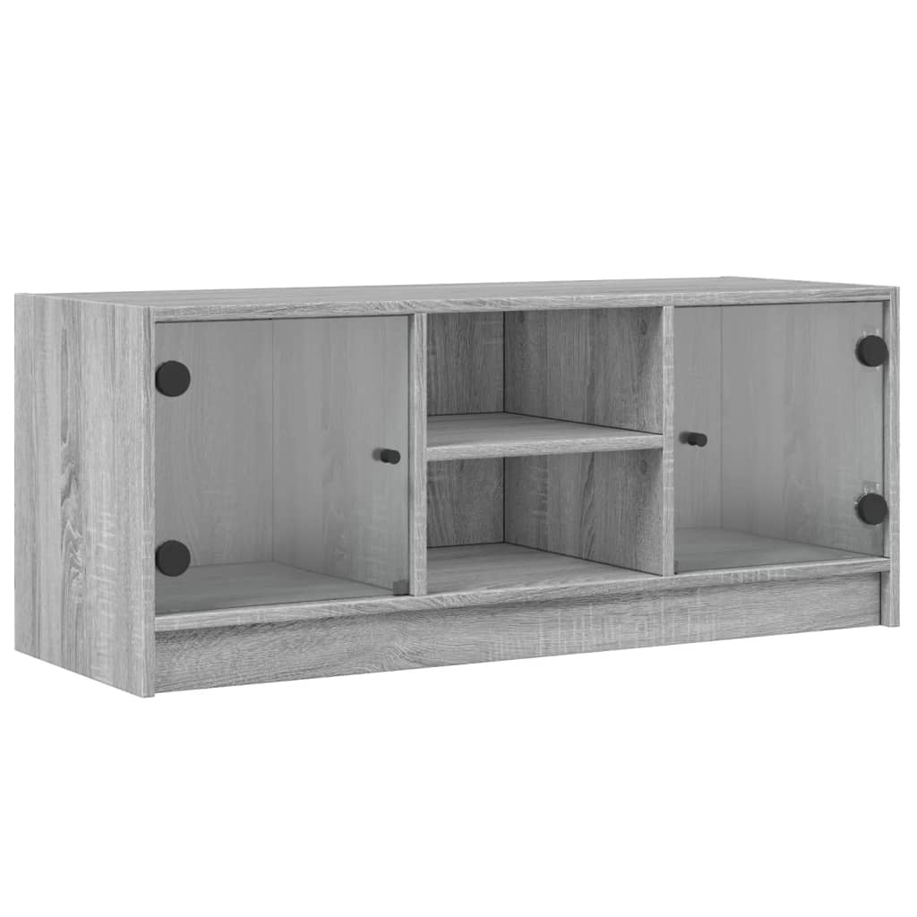 VidaXL Tv-meubel met glazen deuren 102x37x42 cm grijs sonoma eiken
