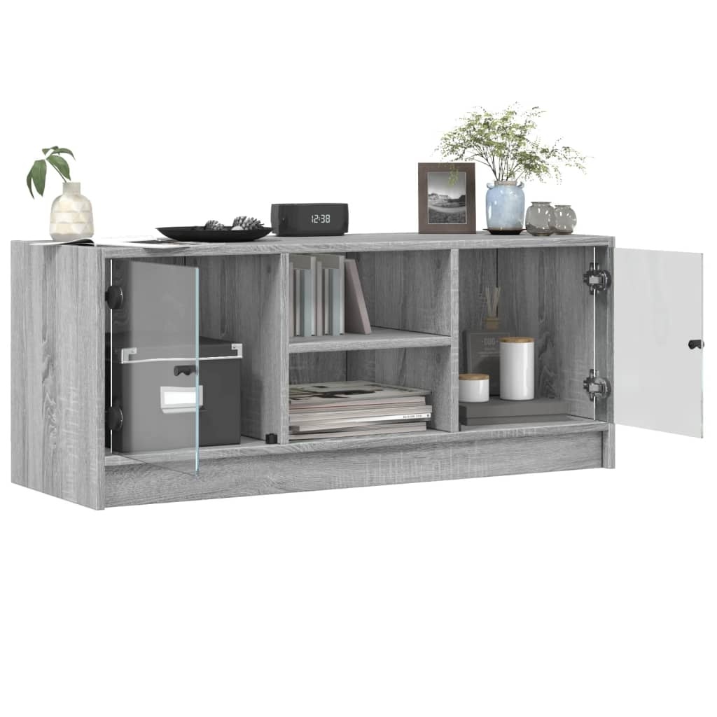 VidaXL Tv-meubel met glazen deuren 102x37x42 cm grijs sonoma eiken