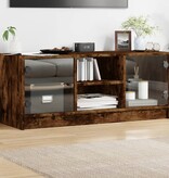 VidaXL Tv-meubel met glazen deuren 102x37x42 cm gerookt eikenkleurig