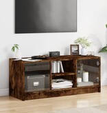 VidaXL Tv-meubel met glazen deuren 102x37x42 cm gerookt eikenkleurig