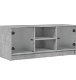 VidaXL Tv-meubel met glazen deuren 102x37x42 cm betongrijs