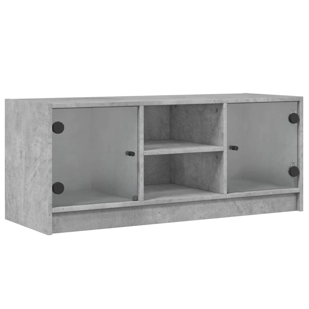 VidaXL Tv-meubel met glazen deuren 102x37x42 cm betongrijs